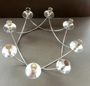 1950s Vintage Danish Modernist Silver Plate Candelabra. Designed by Einar Dragsted