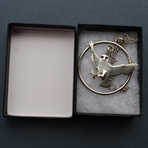 SHETLAND SILVER. Vintage LARGE Hallmarked Brooch by James Kerr of Lerwick. Shetland. Owl Design