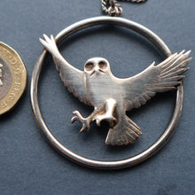 Load image into Gallery viewer, SHETLAND SILVER. Vintage LARGE Hallmarked Brooch by James Kerr of Lerwick. Shetland. Owl Design
