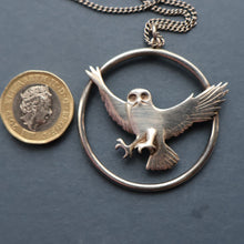 Load image into Gallery viewer, SHETLAND SILVER. Vintage LARGE Hallmarked Brooch by James Kerr of Lerwick. Shetland. Owl Design
