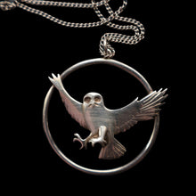 Load image into Gallery viewer, SHETLAND SILVER. Vintage LARGE Hallmarked Brooch by James Kerr of Lerwick. Shetland. Owl Design
