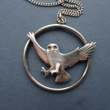Load image into Gallery viewer, SHETLAND SILVER. Vintage LARGE Hallmarked Brooch by James Kerr of Lerwick. Shetland. Owl Design

