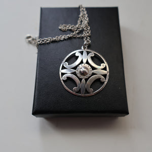SHETLAND SILVER. Vintage 1970s Hallmarked Pendant by James Kerr of Lerwick. Shetland. Celtic Design