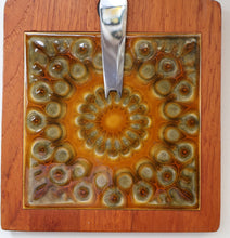 Load image into Gallery viewer, 1960s DANISH TEAK Vintage Cheese or Chopping Board with Ceramic Tile &amp; Orirignal Cheese Knife
