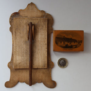 TWO Antique 19th Century MAUCHLINE Ware Pieces. Small Table Top Picture Frame & Matchbook Cover