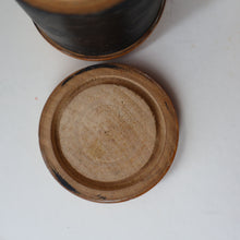Load image into Gallery viewer, Antique 19th Century MAUCHLINE Ware Box in Shape of a Cotton Reel. CHILLINGHAM WILD CATTLE Image

