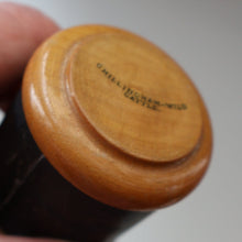 Load image into Gallery viewer, Antique 19th Century MAUCHLINE Ware Box in Shape of a Cotton Reel. CHILLINGHAM WILD CATTLE Image

