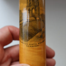 Load image into Gallery viewer,  Antique 19th Century MAUCHLINE Ware Cylindrical NEEDLE CASE with image of the Scott Monument, Edinburgh
