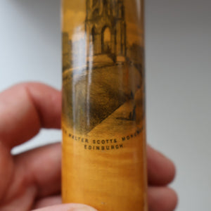  Antique 19th Century MAUCHLINE Ware Cylindrical NEEDLE CASE with image of the Scott Monument, Edinburgh