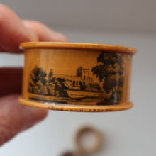 Load image into Gallery viewer, THREE: Antique 19th Century MAUCHLINE Napkin Rings. Two with Jedburgh Images &amp; One Tartanware
