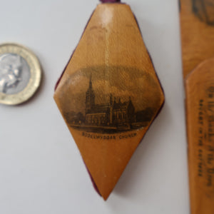 TWO Antique 19th Century MAUCHLINE Ware Pieces. Small Diamond Pin Cushion & Page Marker