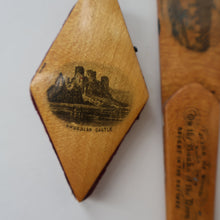 Load image into Gallery viewer, TWO Antique 19th Century MAUCHLINE Ware Pieces. Small Diamond Pin Cushion &amp; Page Marker
