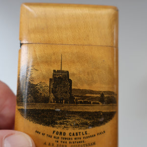 Antique 19th Century Victorian MAUCHLINE Ware Card Case / Carte de Visite Case. Ford Castle. FLODDEN FIELD Ineterest
