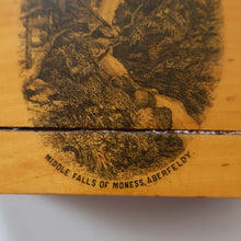 Load image into Gallery viewer, Antique 19th Century MAUCHLINE Ware MONEY BOX or BANK. In the Form of a Castle (with image of the Aberfeldy Waterfall)
