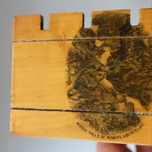 Load image into Gallery viewer, Antique 19th Century MAUCHLINE Ware MONEY BOX or BANK. In the Form of a Castle (with image of the Aberfeldy Waterfall)
