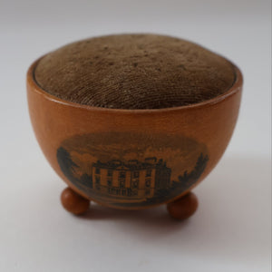 Antique 19th Century MAUCHLINE Ware Rare Pin Cushion (with applied feet)