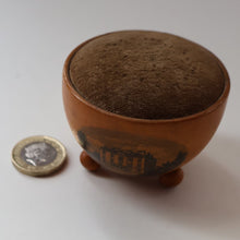 Load image into Gallery viewer, Antique 19th Century MAUCHLINE Ware Rare Pin Cushion (with applied feet)
