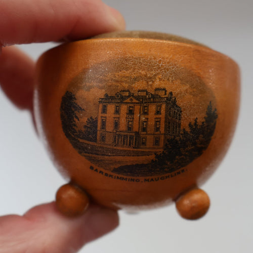 Antique 19th Century MAUCHLINE Ware Rare Pin Cushion (with applied feet)