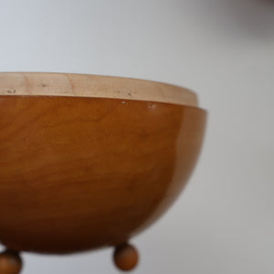 Antique 19th Century MAUCHLINE Ware String Box or Ball (with applied feet). ROBERT BURNS Interest