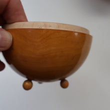 Load image into Gallery viewer, Antique 19th Century MAUCHLINE Ware String Box or Ball (with applied feet). ROBERT BURNS Interest
