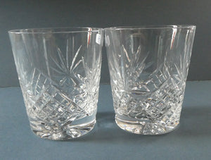 Vintage Edinburgh Crystal Pair of Large Old Fashioned Tumblers. Height: 3 1/2 inches