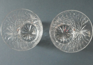 Vintage Edinburgh Crystal Pair of Large Old Fashioned Tumblers. Height: 3 1/2 inches