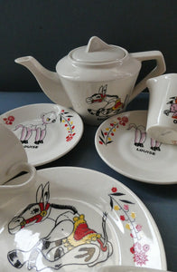 Vintage 1940s / Early 1950s MUFFIN THE MULE Chad Valley Nursery Miniature Teaset