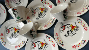 Vintage 1940s / Early 1950s MUFFIN THE MULE Chad Valley Nursery Miniature Teaset
