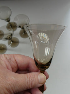 Set of Six Old Hand Blown Liqueur Glass. Possibly Powell for Whitefriars