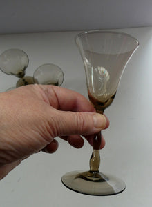 Set of Six Old Hand Blown Liqueur Glass. Possibly Powell for Whitefriars