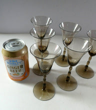 Load image into Gallery viewer, Set of Six Old Hand Blown Liqueur Glass. Possibly Powell for Whitefriars
