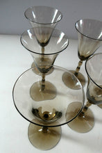 Load image into Gallery viewer, Set of Six Old Hand Blown Liqueur Glass. Possibly Powell for Whitefriars
