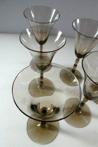 Set of Six Old Hand Blown Liqueur Glass. Possibly Powell for Whitefriars