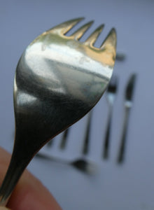 Vintage 1970s Stainless Steel SPANISH Cutlery by Ribera. Five Small Forks and Knives 