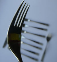 Load image into Gallery viewer, Vintage 1970s Stainless Steel SPANISH Cutlery by Ribera. Six Large Forks and Knifes
