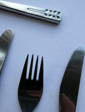 Load image into Gallery viewer, Vintage 1970s Stainless Steel SPANISH Cutlery by Ribera. Five Small Forks and Knives 
