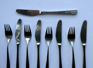 Vintage 1970s Stainless Steel SPANISH Cutlery by Ribera. Five Small Forks and Knives 