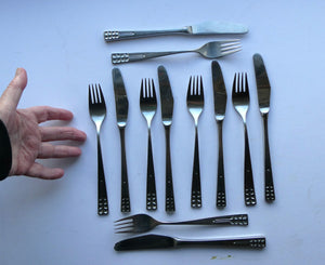 Vintage 1970s Stainless Steel SPANISH Cutlery by Ribera. Six Large Forks and Knifes