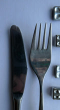 Load image into Gallery viewer, Vintage 1970s Stainless Steel SPANISH Cutlery by Ribera. Six Large Forks and Knifes
