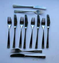 Load image into Gallery viewer, Vintage 1970s Stainless Steel SPANISH Cutlery by Ribera. Six Large Forks and Knifes
