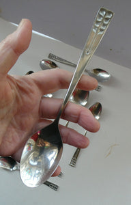 Vintage 1970s Stainless Steel SPANISH Cutlery by Ribera. Eight Dessert Spoons and One Large Serving Spoon Media 1 of 12