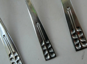 Vintage 1970s Stainless Steel SPANISH Cutlery by Ribera. Eight Dessert Spoons and One Large Serving Spoon Media 1 of 12