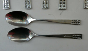 Vintage 1970s Stainless Steel SPANISH Cutlery by Ribera. Eight Dessert Spoons and One Large Serving Spoon Media 1 of 12