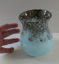 Load image into Gallery viewer, Blue 1930s Monart Glass Vase with Gold Aventurine
