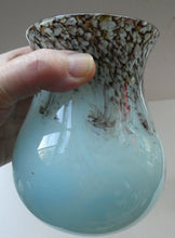 Load image into Gallery viewer, Blue 1930s Monart Glass Vase lue with Gold Aventurine
