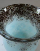 Load image into Gallery viewer, Blue 1930s Monart Glass Vase with Gold Aventurine
