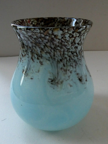 Blue 1930s Monart Glass Vase lue with Gold Aventurine