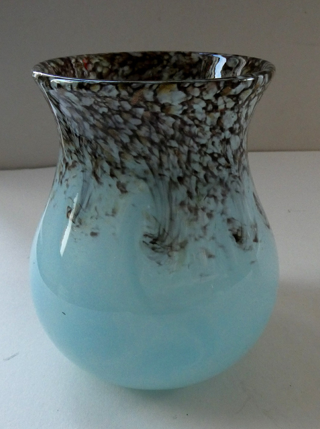 Blue 1930s Monart Glass Vase lue with Gold Aventurine