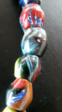 Load image into Gallery viewer, 1920s Antique MORRETTI Venetian Glass Millefiori Bead Necklace. 39 Beads in Total
