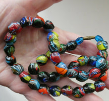 Load image into Gallery viewer, 1920s Antique MORRETTI Venetian Glass Millefiori Bead Necklace. 39 Beads in Total
